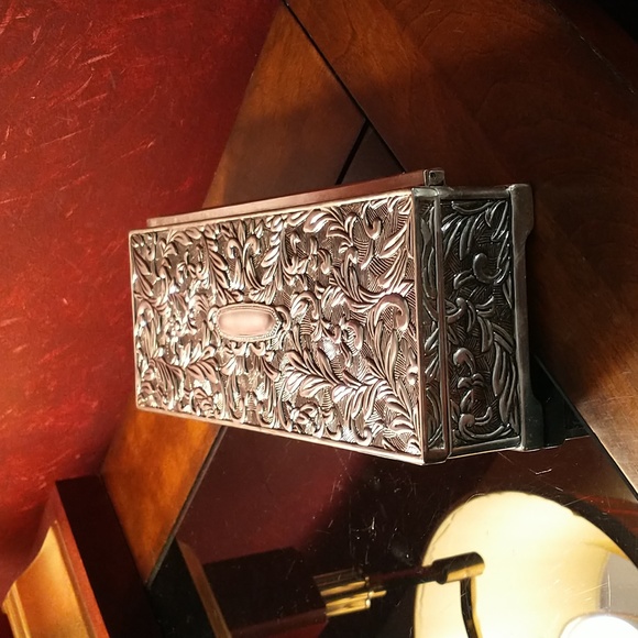 Godinger VTG 1970s Silver Plated Footed/Mirrored Dove Gray Interior Jewelry Box - Picture 4 of 8